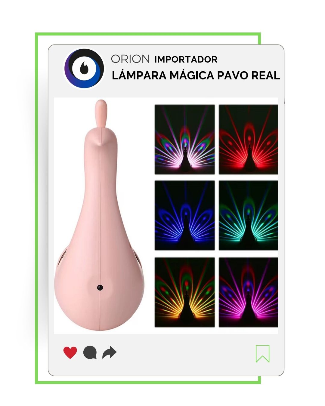 Lámpara Proyector Pavo Real con Control Remoto