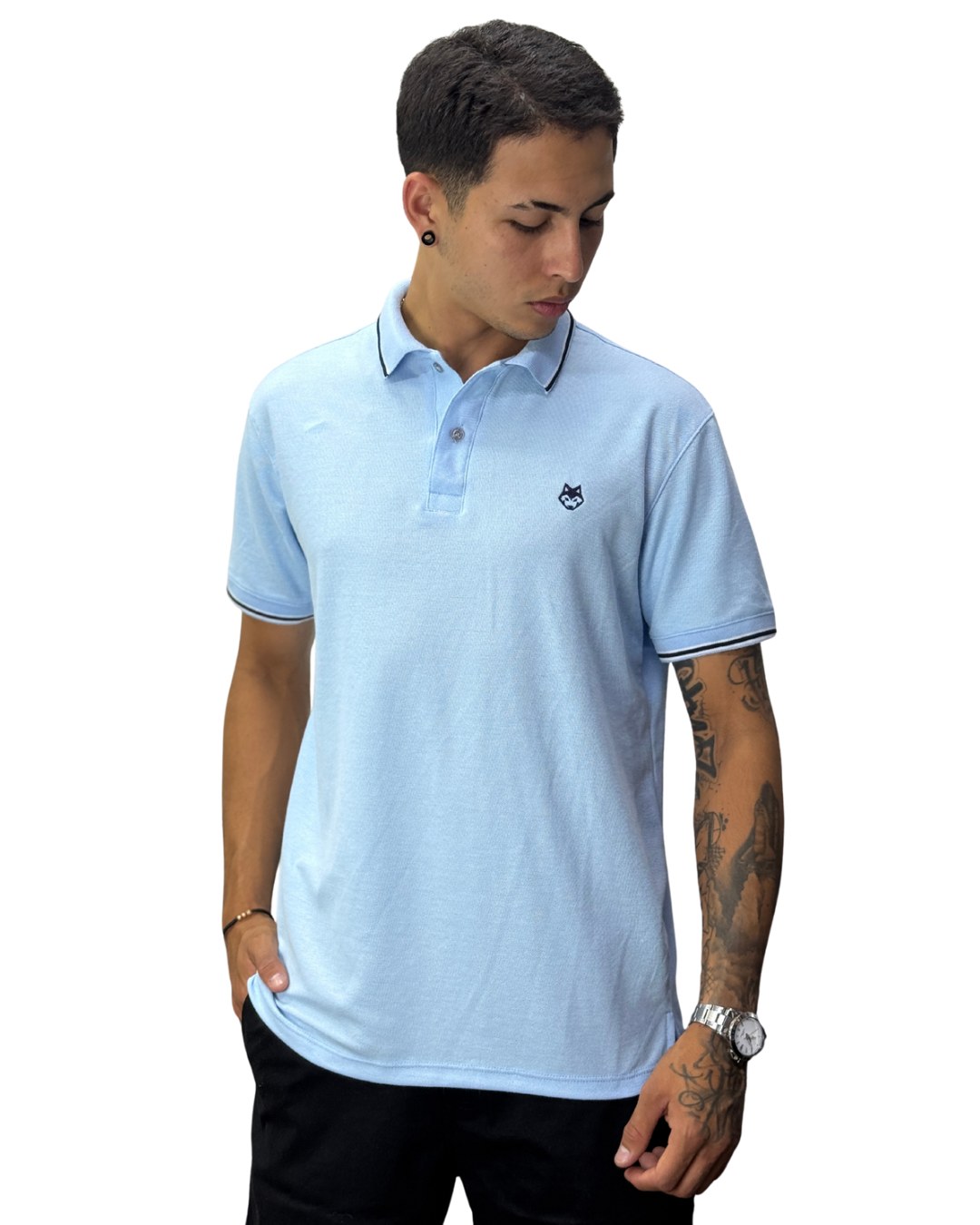 Camiseta Polo Hombre Azul Cielo