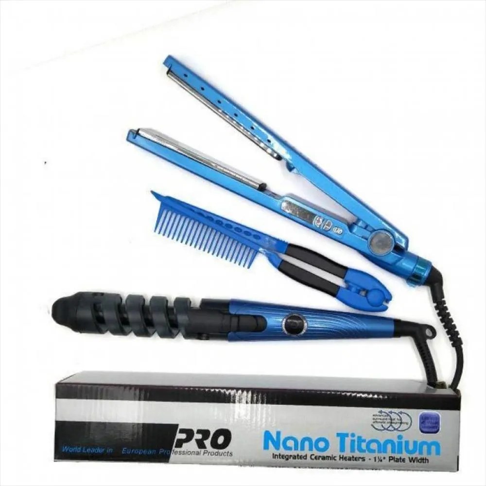 Combo Plancha Nano Titanium + Rizador 7 en 1