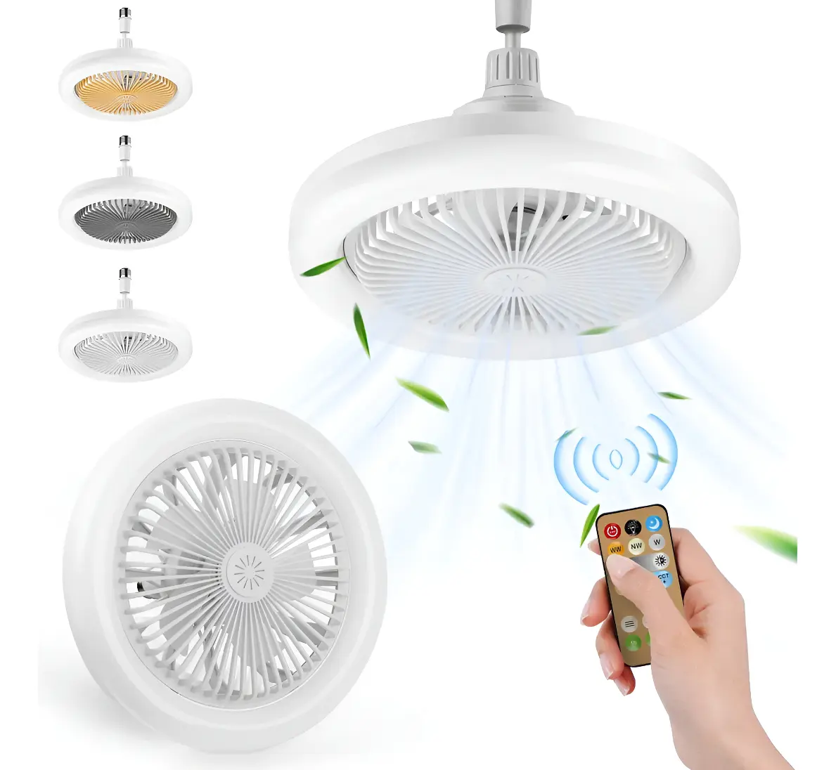 Lámpara LED con Ventilador 360° y Control Remoto