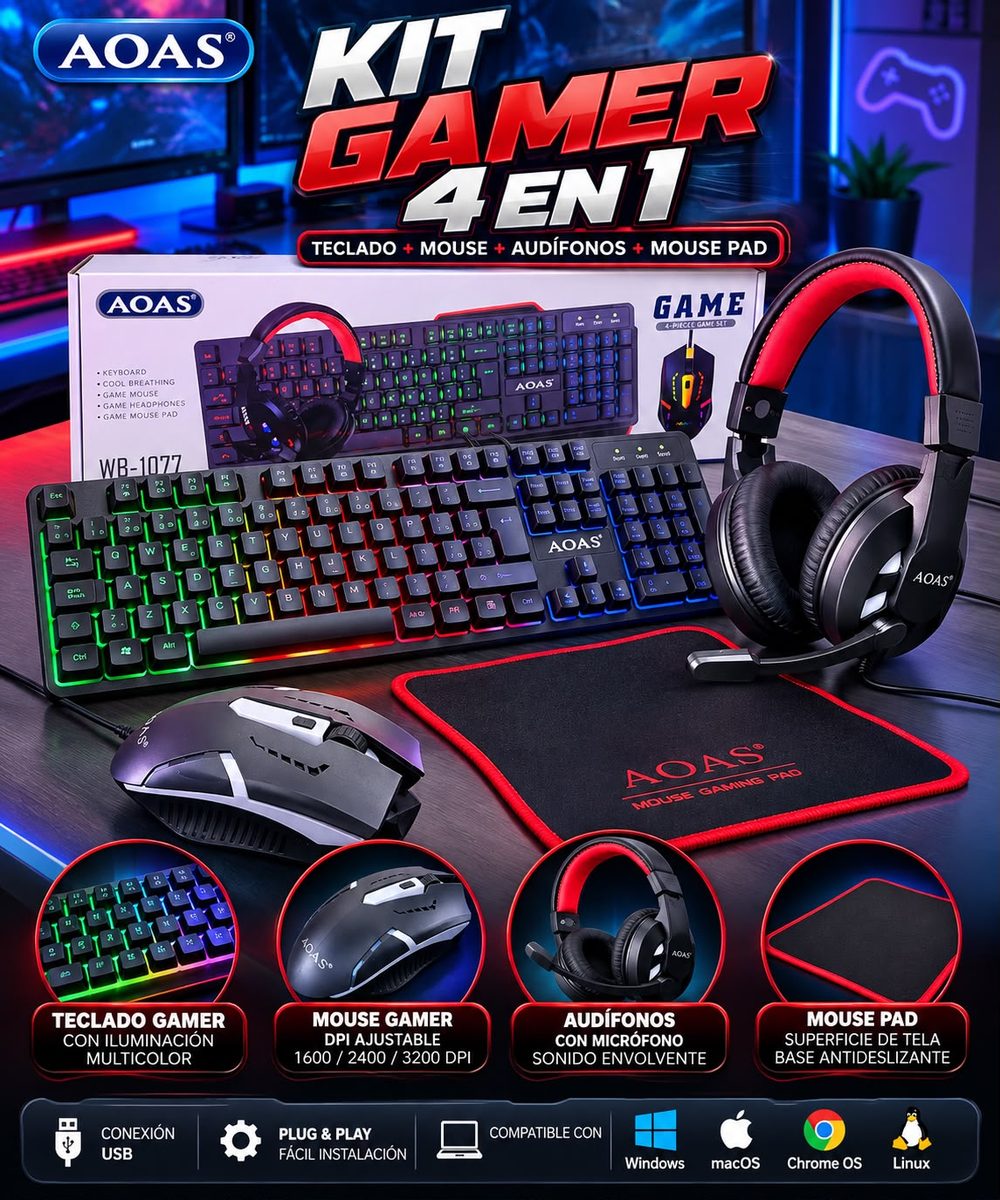 Combo Gamer 4 en 1