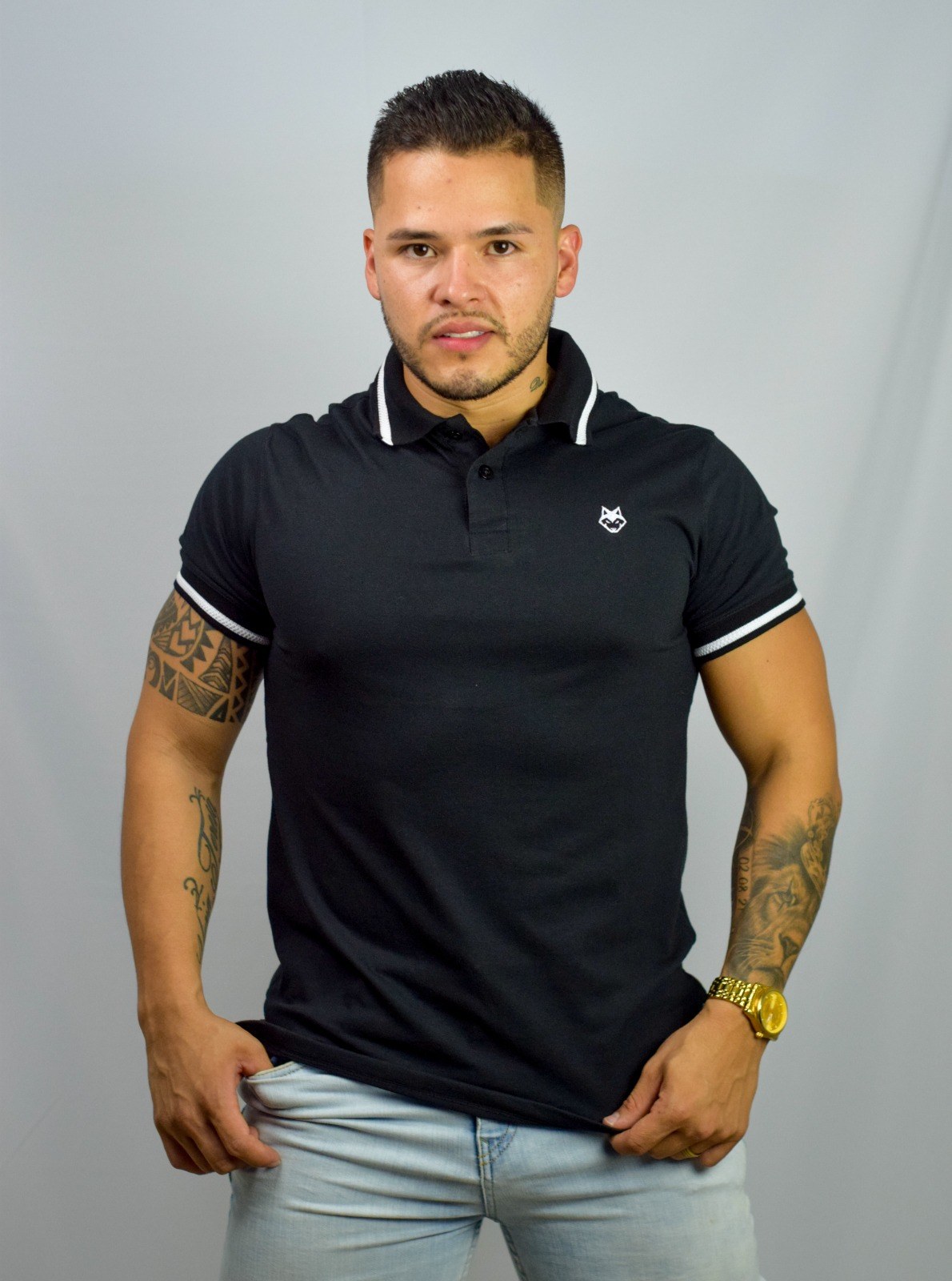 Camiseta Polo Hombre Negro