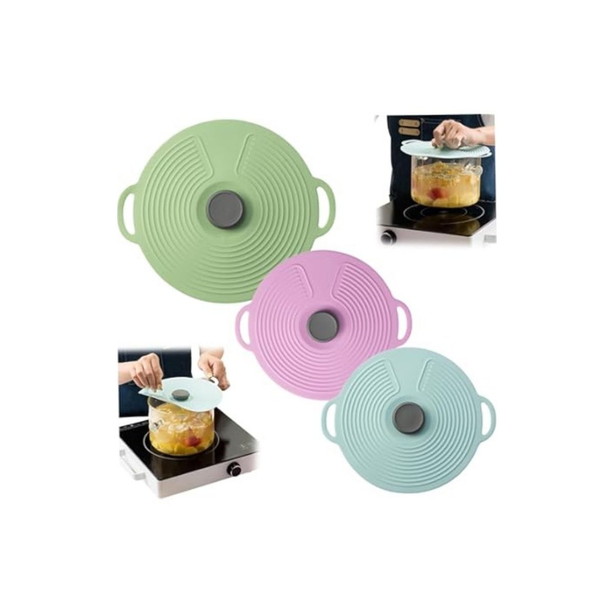 Set de 3 Tapas de Silicona para Cocina